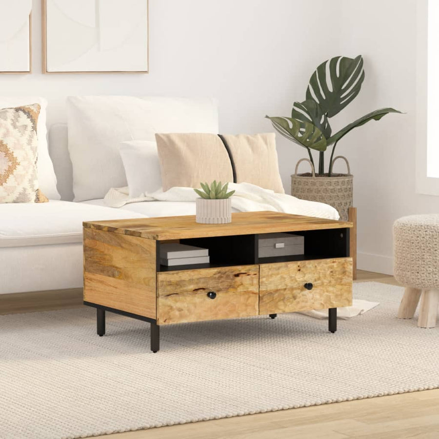 Salontafel 80x54x40 cm massief mangohout Naturel massief mangohout