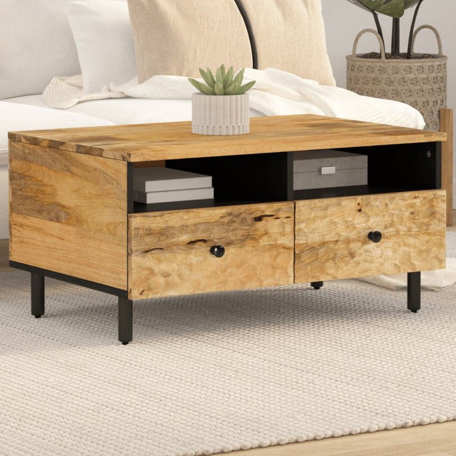 Salontafel 80x54x40 cm massief mangohout Naturel massief mangohout