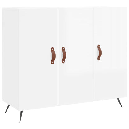 Dressoir 90X34X80 Cm Bewerkt Hout Hoogglans Wit