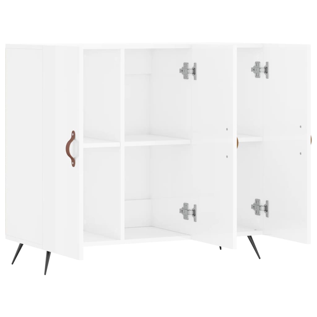 Dressoir 90X34X80 Cm Bewerkt Hout Hoogglans Wit