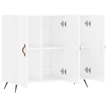 Dressoir 90X34X80 Cm Bewerkt Hout Hoogglans Wit