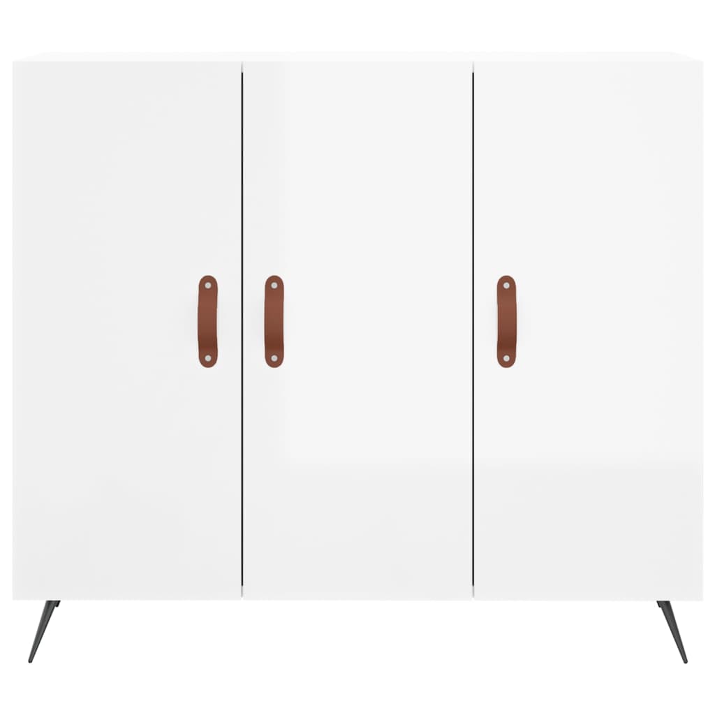 Dressoir 90X34X80 Cm Bewerkt Hout Hoogglans Wit