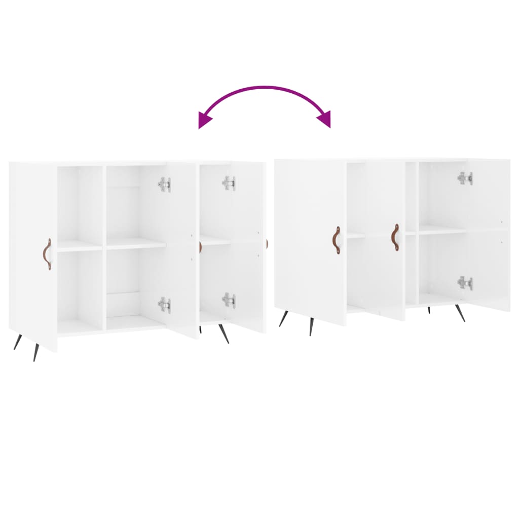 Dressoir 90X34X80 Cm Bewerkt Hout Hoogglans Wit