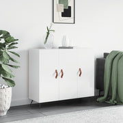 Sideboard 90x34x80 cm carved wood high gloss white