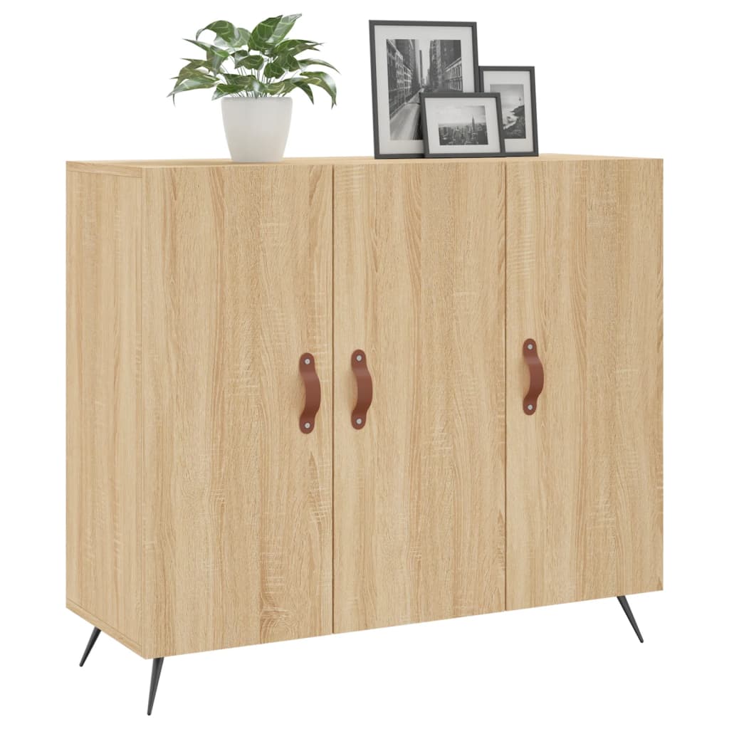 Dressoir 90x34x80 cm bewerkt hout sonoma eikenkleurig