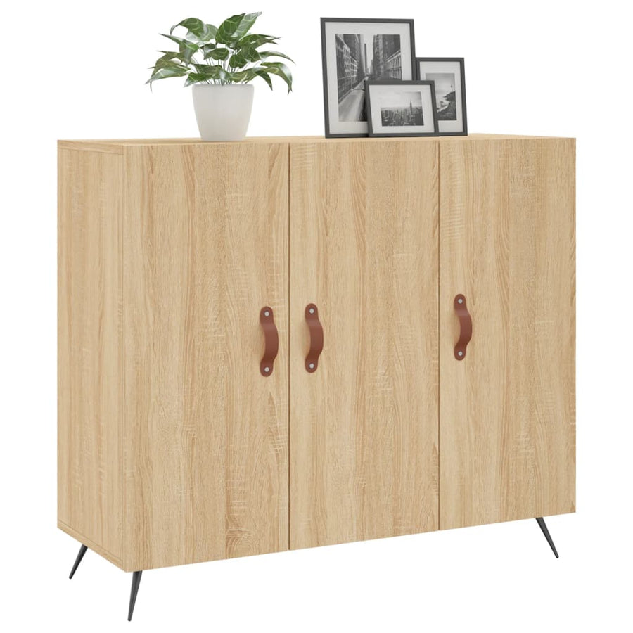 Dressoir 90x34x80 cm bewerkt hout sonoma eikenkleurig