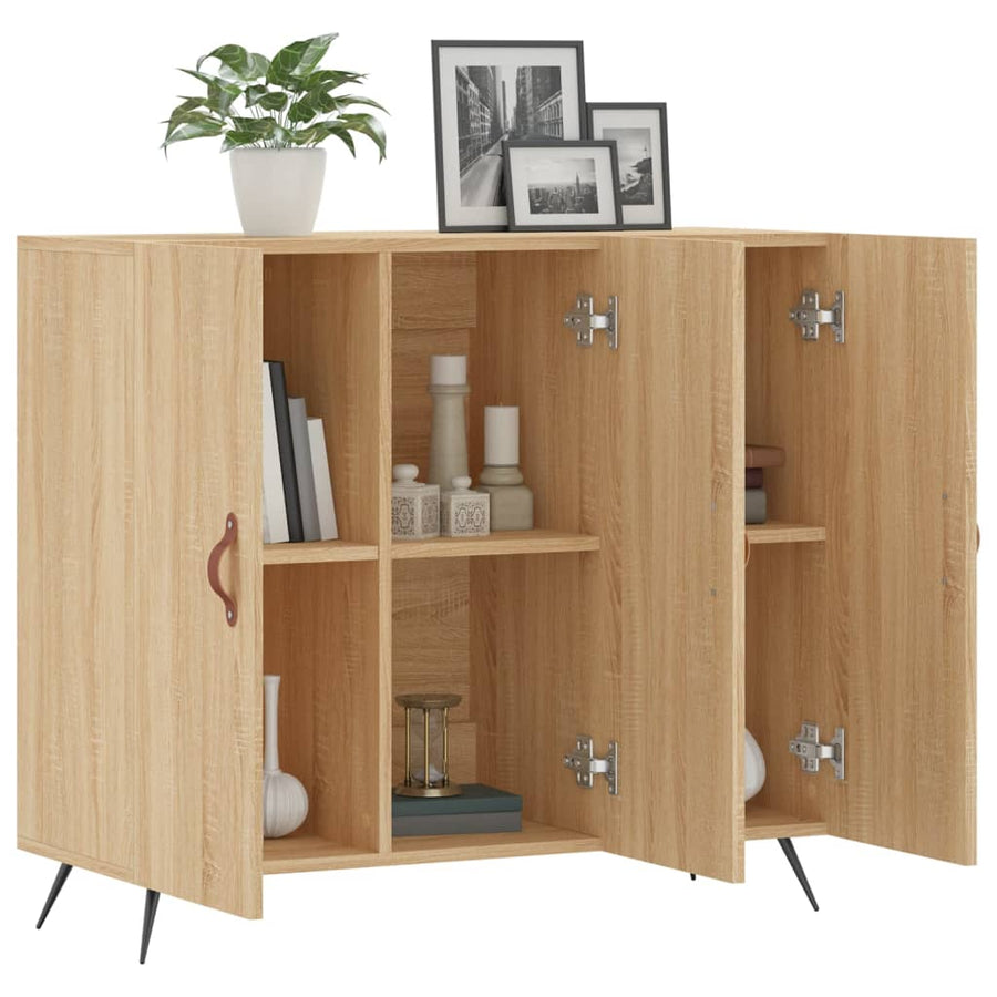 Dressoir 90x34x80 cm bewerkt hout sonoma eikenkleurig