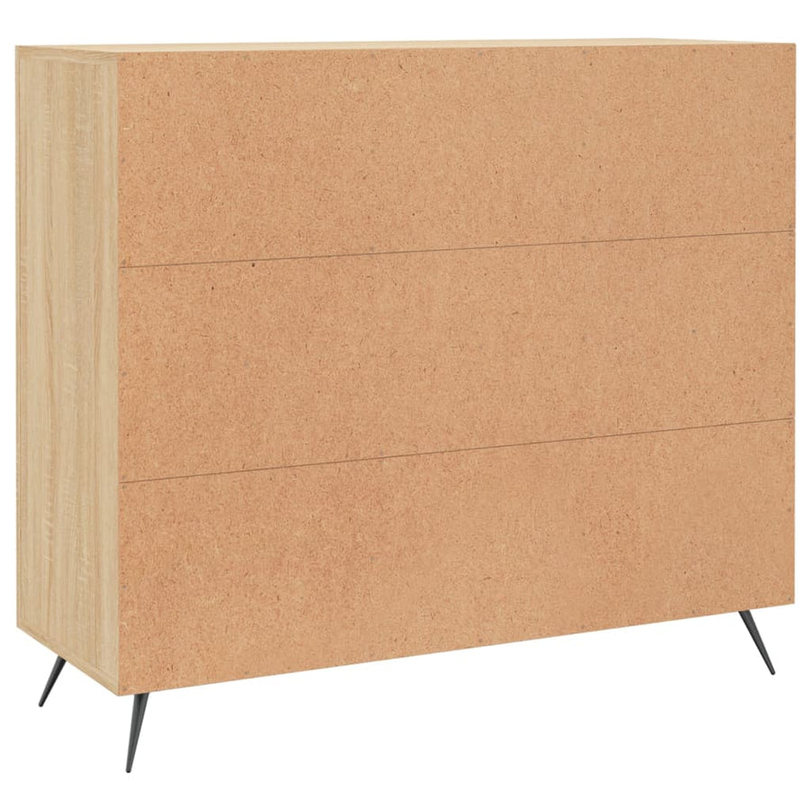 Dressoir 90x34x80 cm bewerkt hout sonoma eikenkleurig