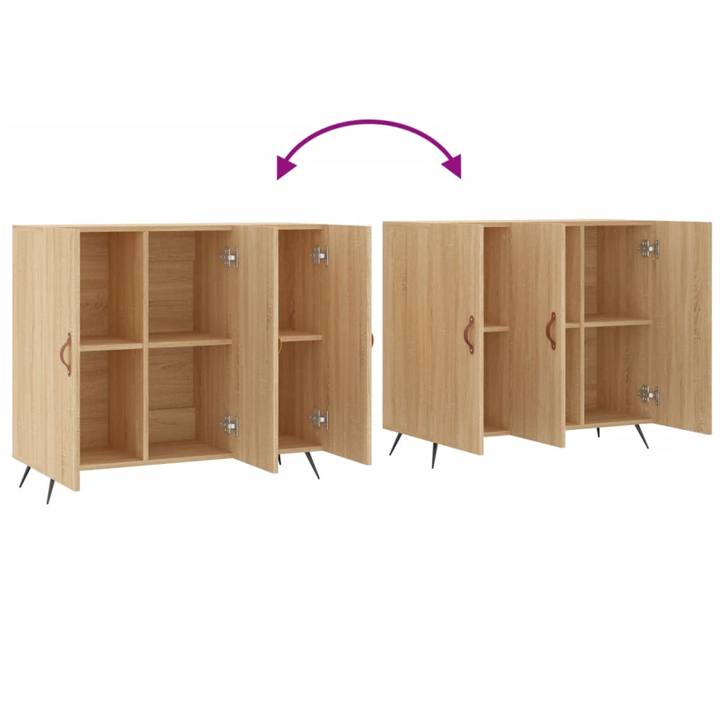 Dressoir 90x34x80 cm bewerkt hout sonoma eikenkleurig