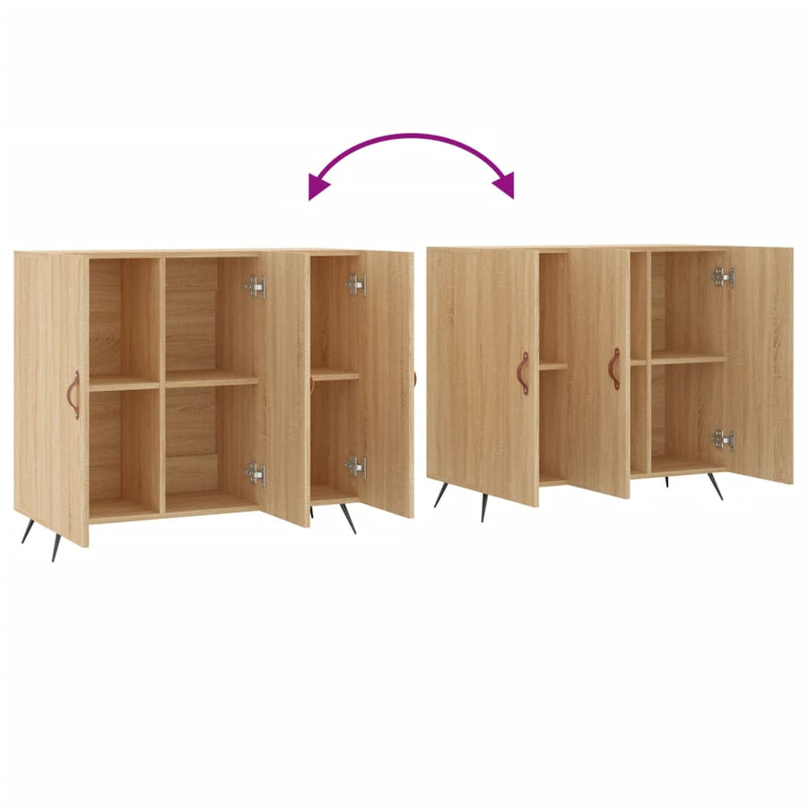 Dressoir 90x34x80 cm bewerkt hout sonoma eikenkleurig