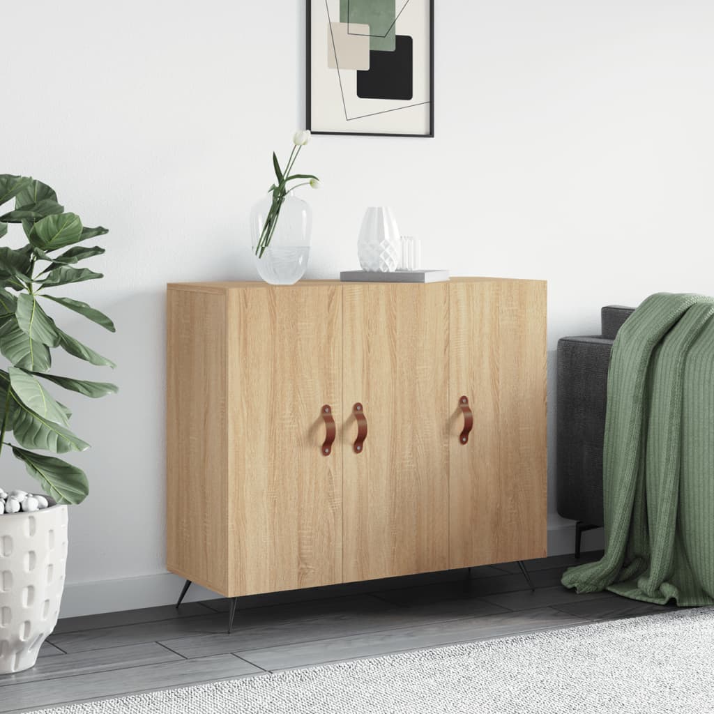 Dressoir 90x34x80 cm bewerkt hout sonoma eikenkleurig