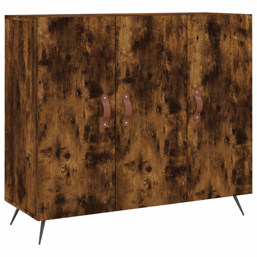 Dressoir 90X34X80 Cm Bewerkt Hout Gerookt Eikenkleurig