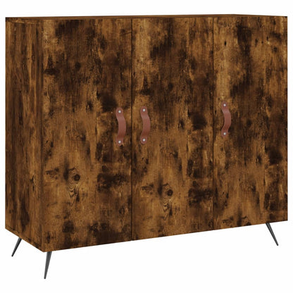 Dressoir 90X34X80 Cm Bewerkt Hout Gerookt Eikenkleurig