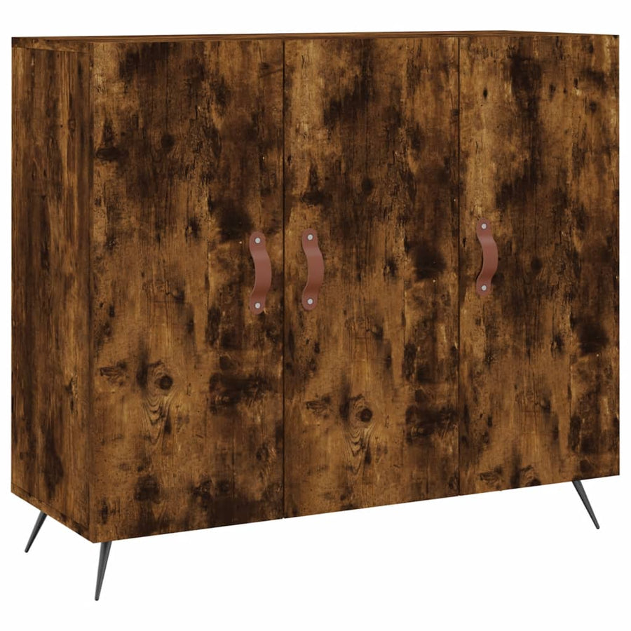 Dressoir 90X34X80 Cm Bewerkt Hout Gerookt Eikenkleurig