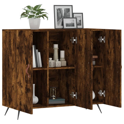 Dressoir 90X34X80 Cm Bewerkt Hout Gerookt Eikenkleurig