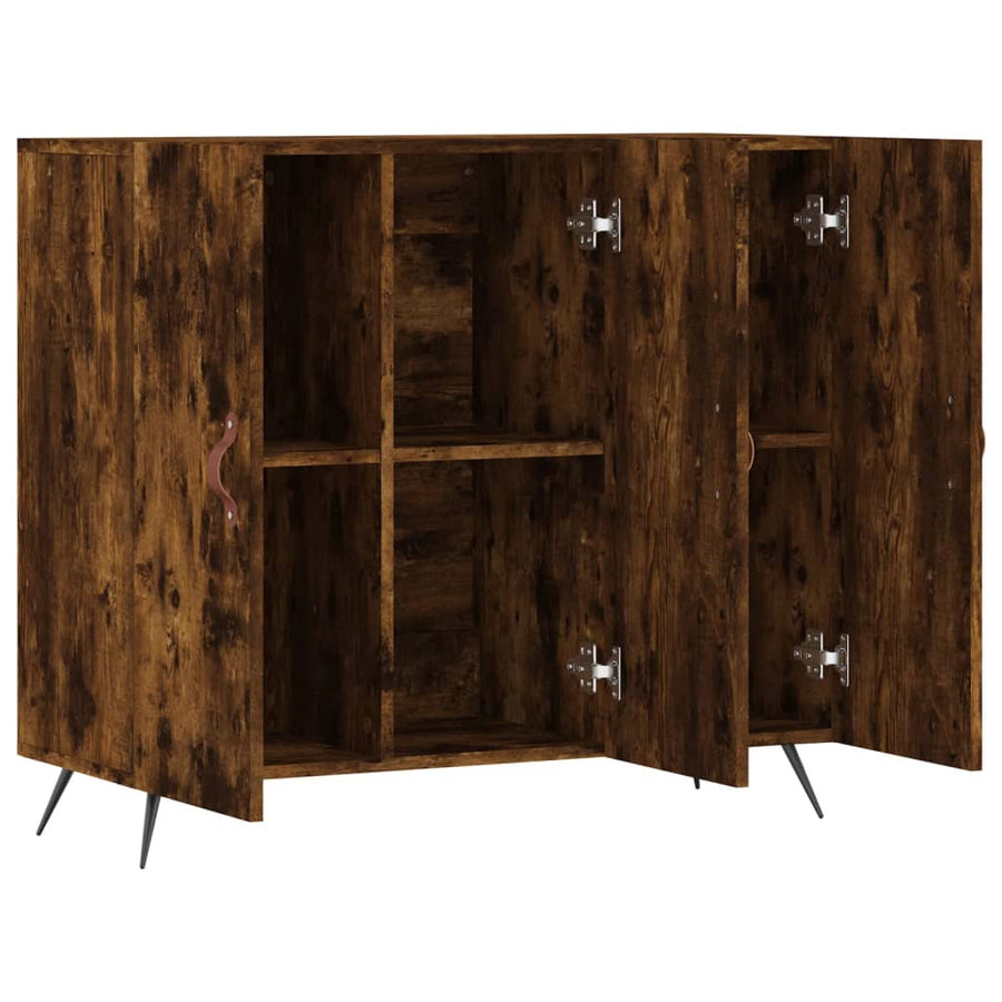 Dressoir 90X34X80 Cm Bewerkt Hout Gerookt Eikenkleurig