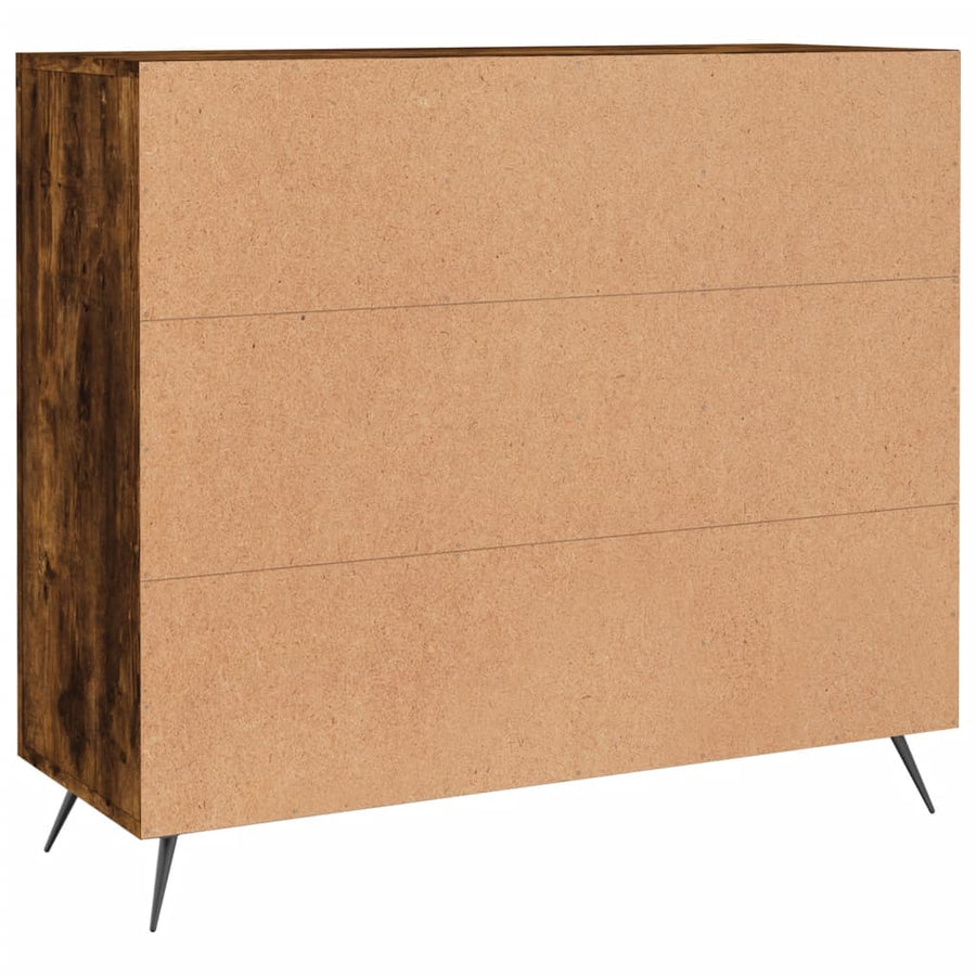 Dressoir 90X34X80 Cm Bewerkt Hout Gerookt Eikenkleurig