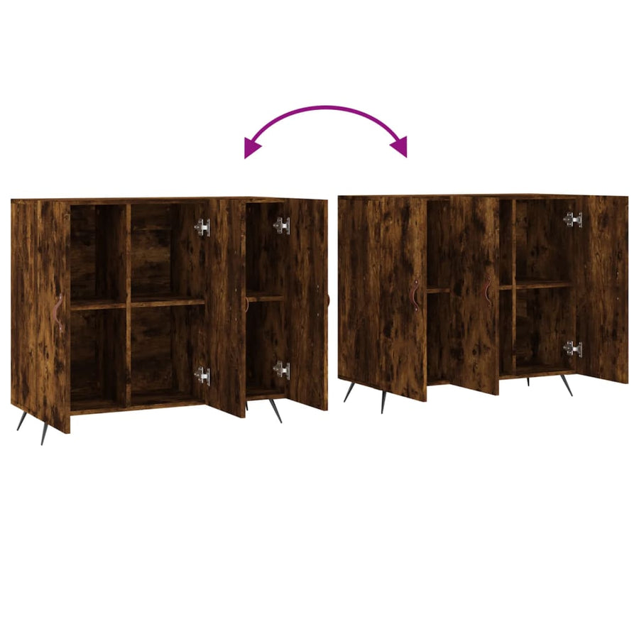 Dressoir 90X34X80 Cm Bewerkt Hout Gerookt Eikenkleurig