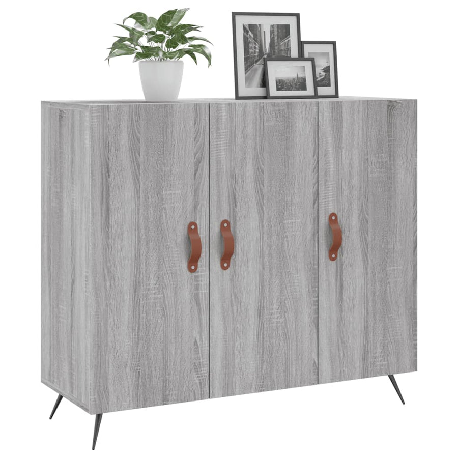 Dressoir 90X34X80 Cm Bewerkt Hout Grijs Sonoma Eikenkleurig
