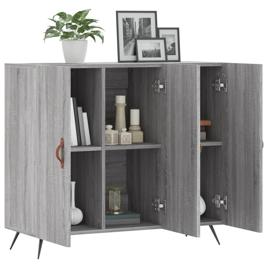 Dressoir 90X34X80 Cm Bewerkt Hout Grijs Sonoma Eikenkleurig