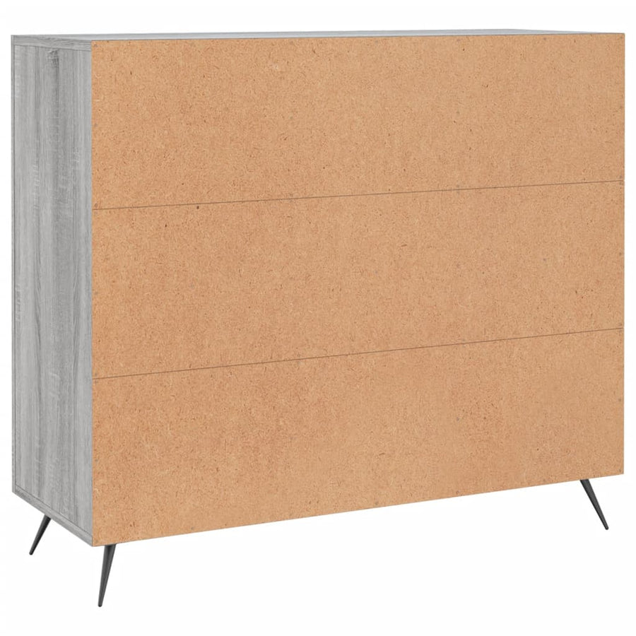 Dressoir 90X34X80 Cm Bewerkt Hout Grijs Sonoma Eikenkleurig