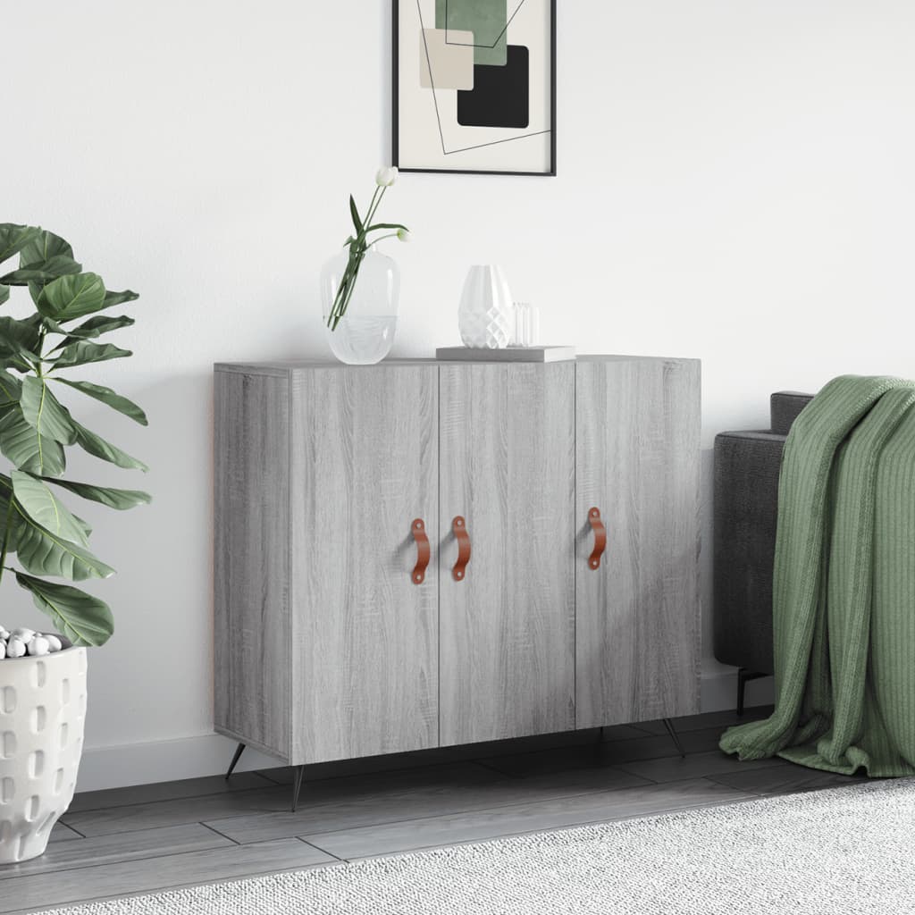 Dressoir 90X34X80 Cm Bewerkt Hout Grijs Sonoma Eikenkleurig