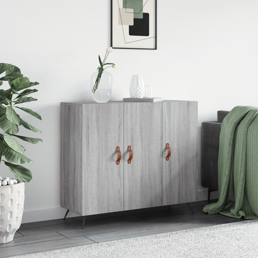 Dressoir 90X34X80 Cm Bewerkt Hout Grijs Sonoma Eikenkleurig