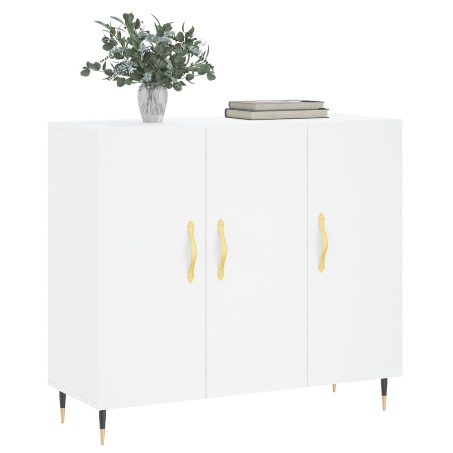 Dressoir 90X34X80 Cm Bewerkt Hout Wit