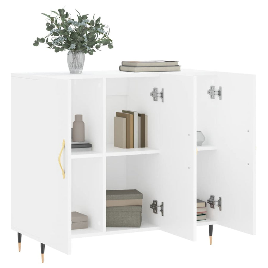 Dressoir 90X34X80 Cm Bewerkt Hout Wit