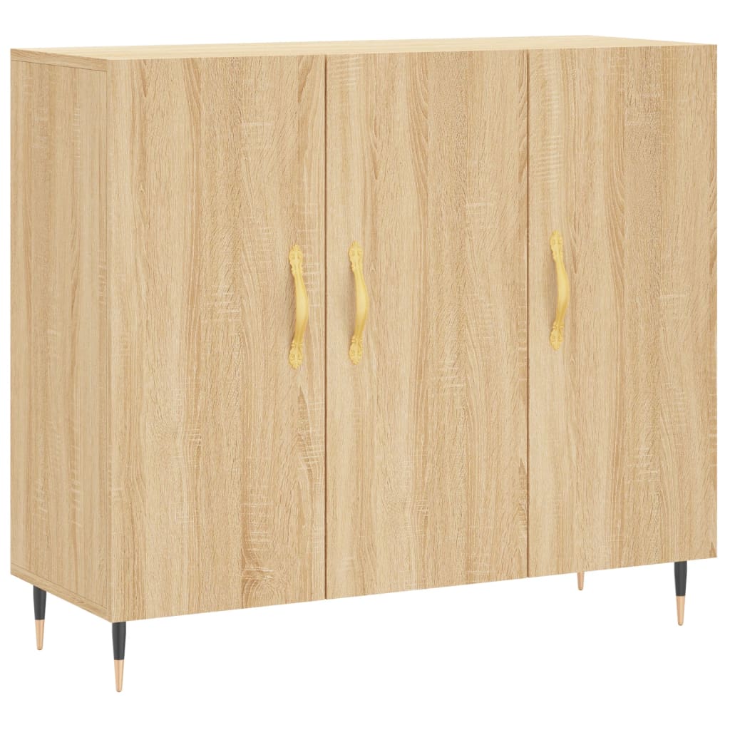 Dressoir 90X34X80 Cm Bewerkt Hout Kleurig Sonoma eiken