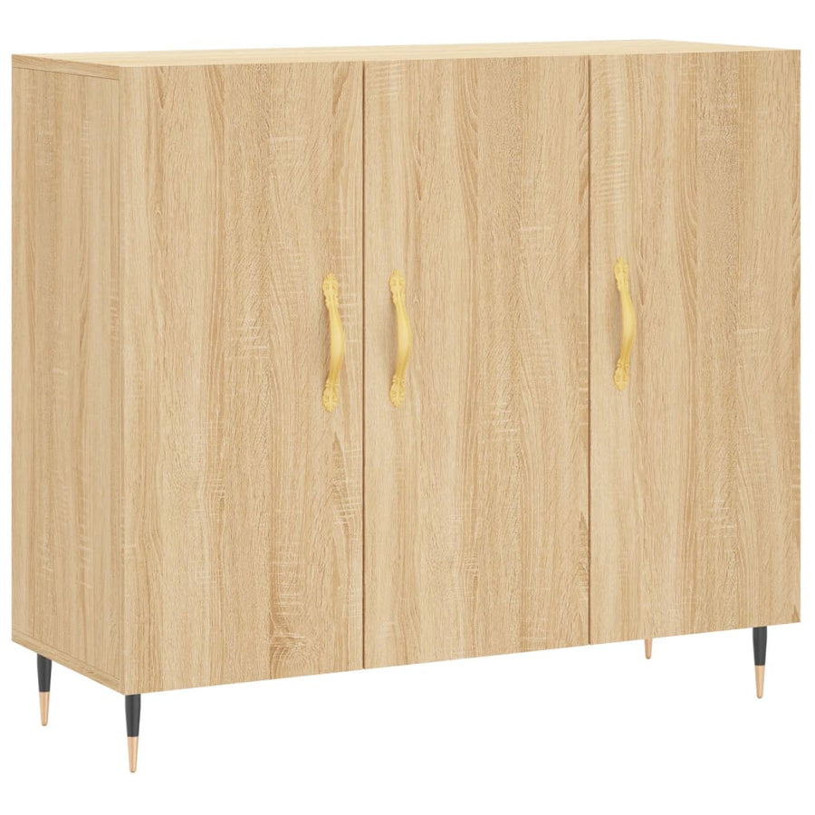 Dressoir 90X34X80 Cm Bewerkt Hout Kleurig Sonoma eiken