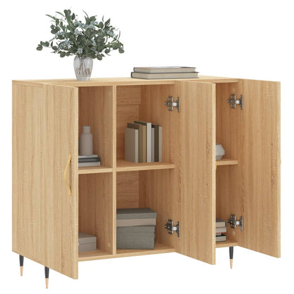 Dressoir 90X34X80 Cm Bewerkt Hout Kleurig Sonoma eiken