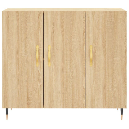 Dressoir 90X34X80 Cm Bewerkt Hout Kleurig Sonoma eiken