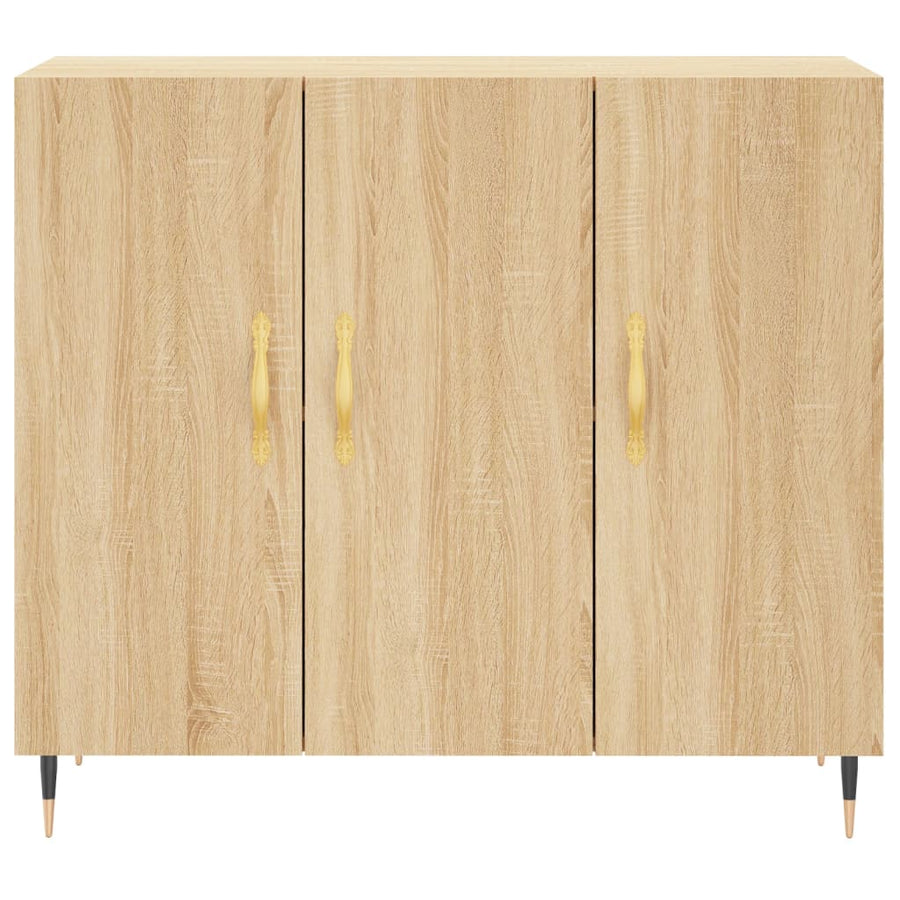 Dressoir 90X34X80 Cm Bewerkt Hout Kleurig Sonoma eiken