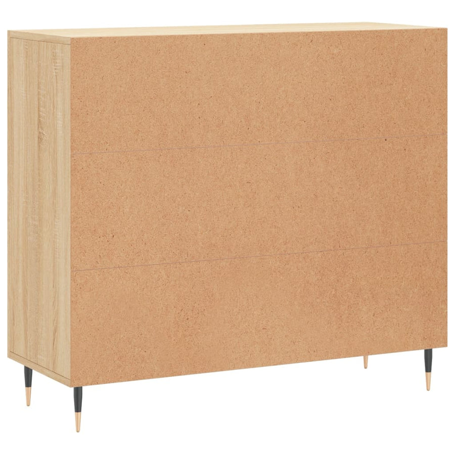 Dressoir 90X34X80 Cm Bewerkt Hout Kleurig Sonoma eiken