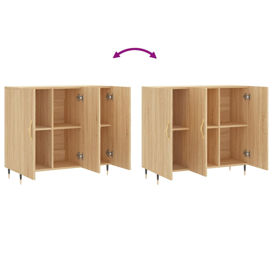 Dressoir 90X34X80 Cm Bewerkt Hout Kleurig Sonoma eiken