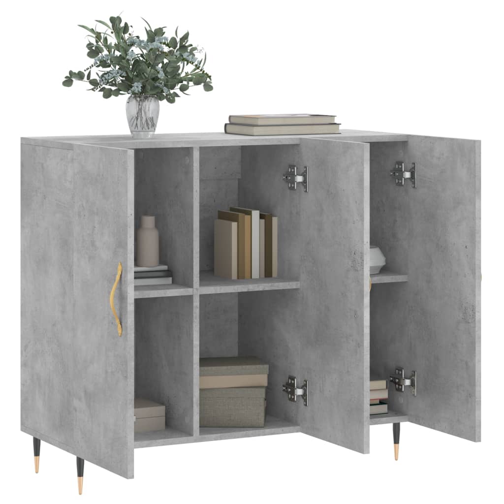 Dressoir 90X34X80 Cm Bewerkt Hout Betongrijs