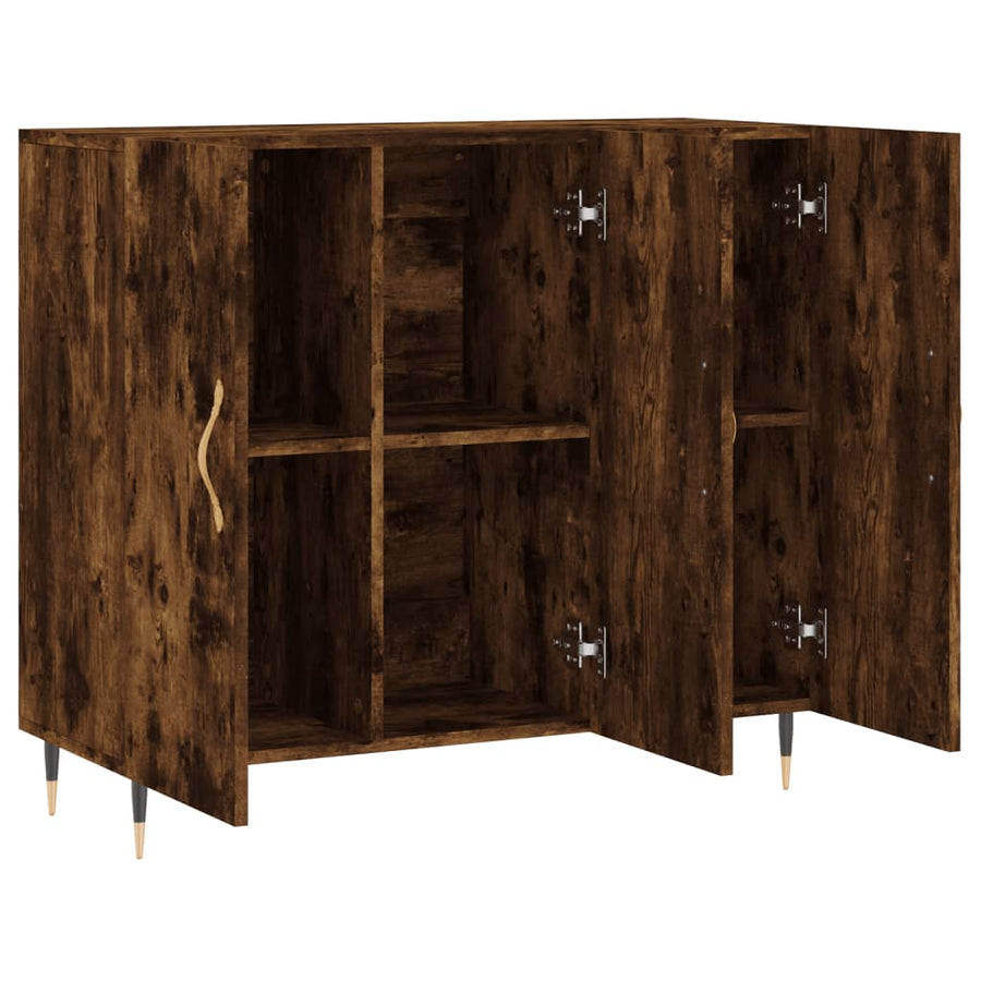 Dressoir 90X34X80 Cm Bewerkt Hout Gerookt Eikenkleurig