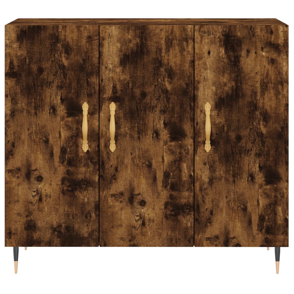 Dressoir 90X34X80 Cm Bewerkt Hout Gerookt Eikenkleurig
