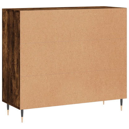Dressoir 90X34X80 Cm Bewerkt Hout Gerookt Eikenkleurig