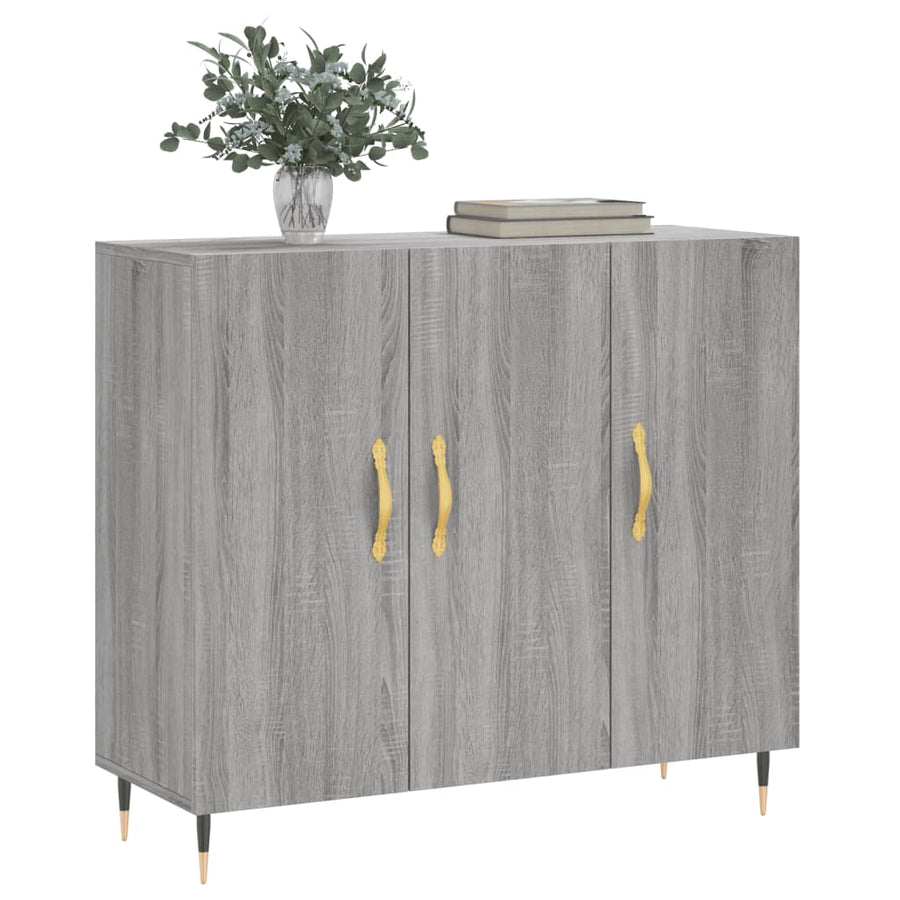 Dressoir 90X34X80 Cm Bewerkt Hout Grijs Sonoma Eikenkleurig