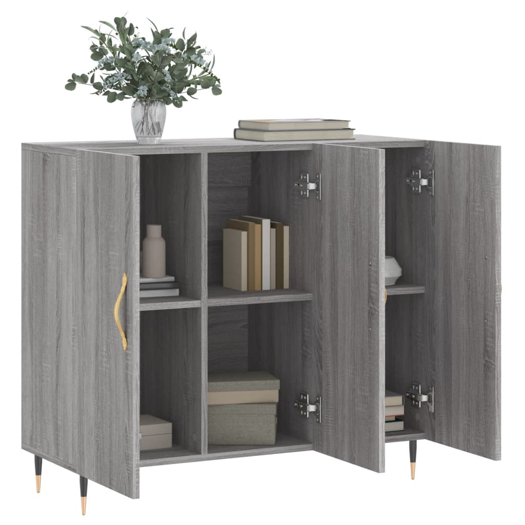 Dressoir 90X34X80 Cm Bewerkt Hout Grijs Sonoma Eikenkleurig
