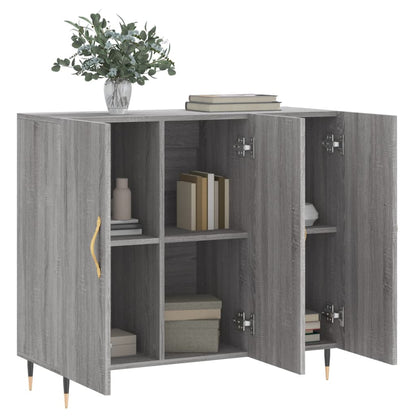 Dressoir 90X34X80 Cm Bewerkt Hout Grijs Sonoma Eikenkleurig