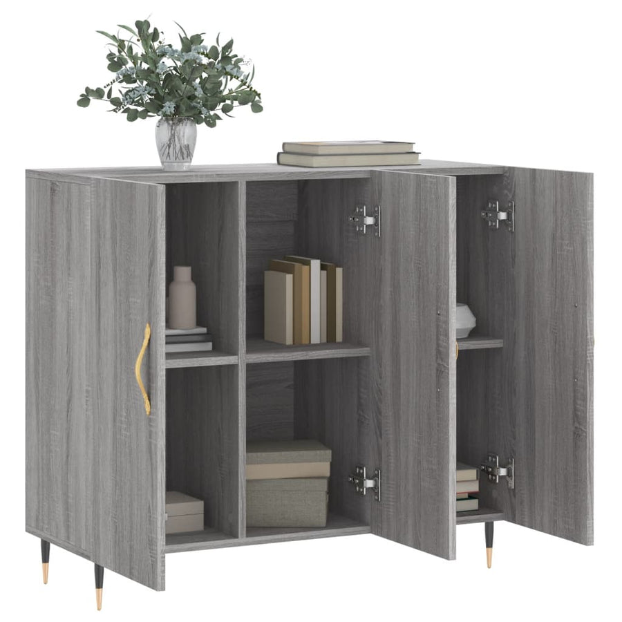 Dressoir 90X34X80 Cm Bewerkt Hout Grijs Sonoma Eikenkleurig