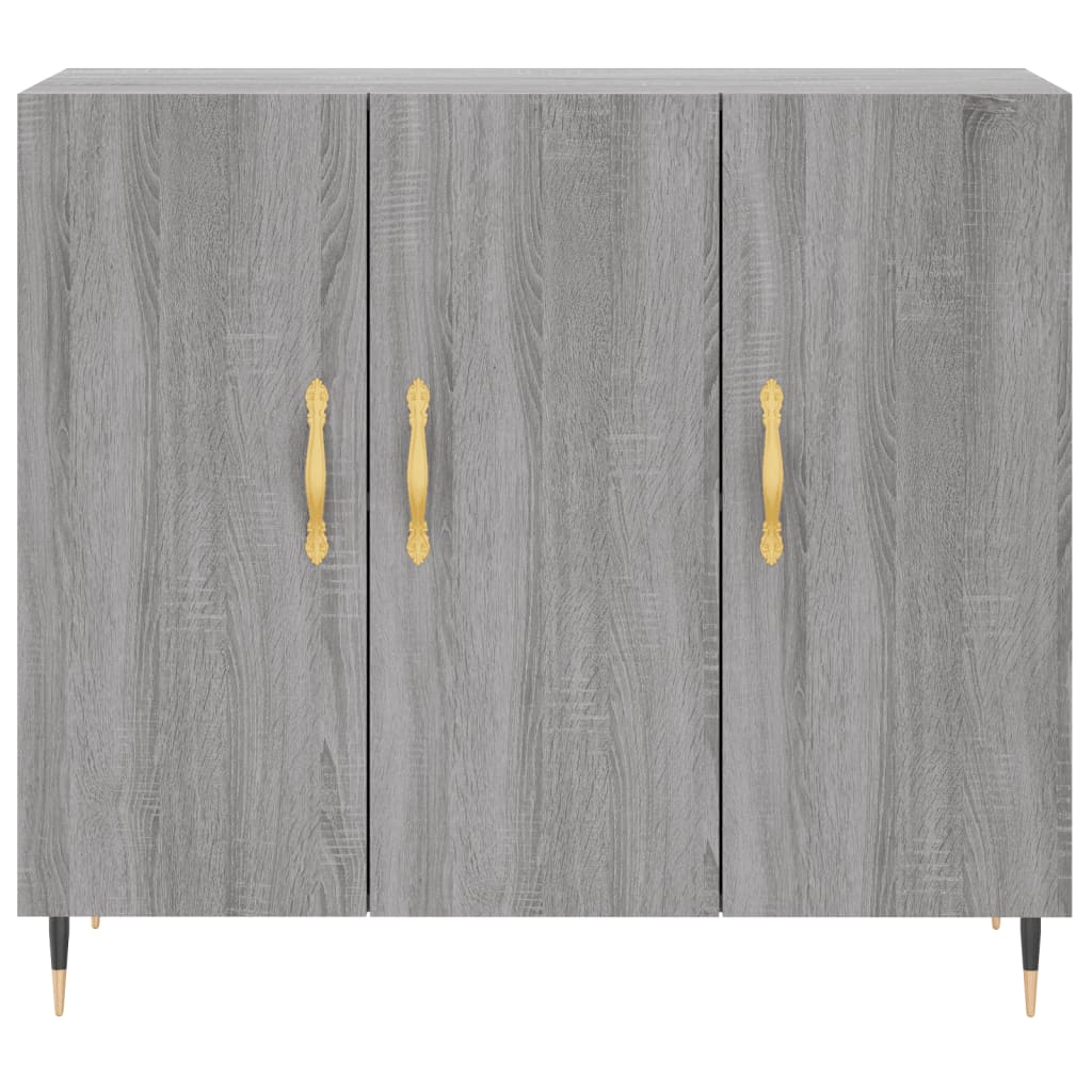 Dressoir 90X34X80 Cm Bewerkt Hout Grijs Sonoma Eikenkleurig
