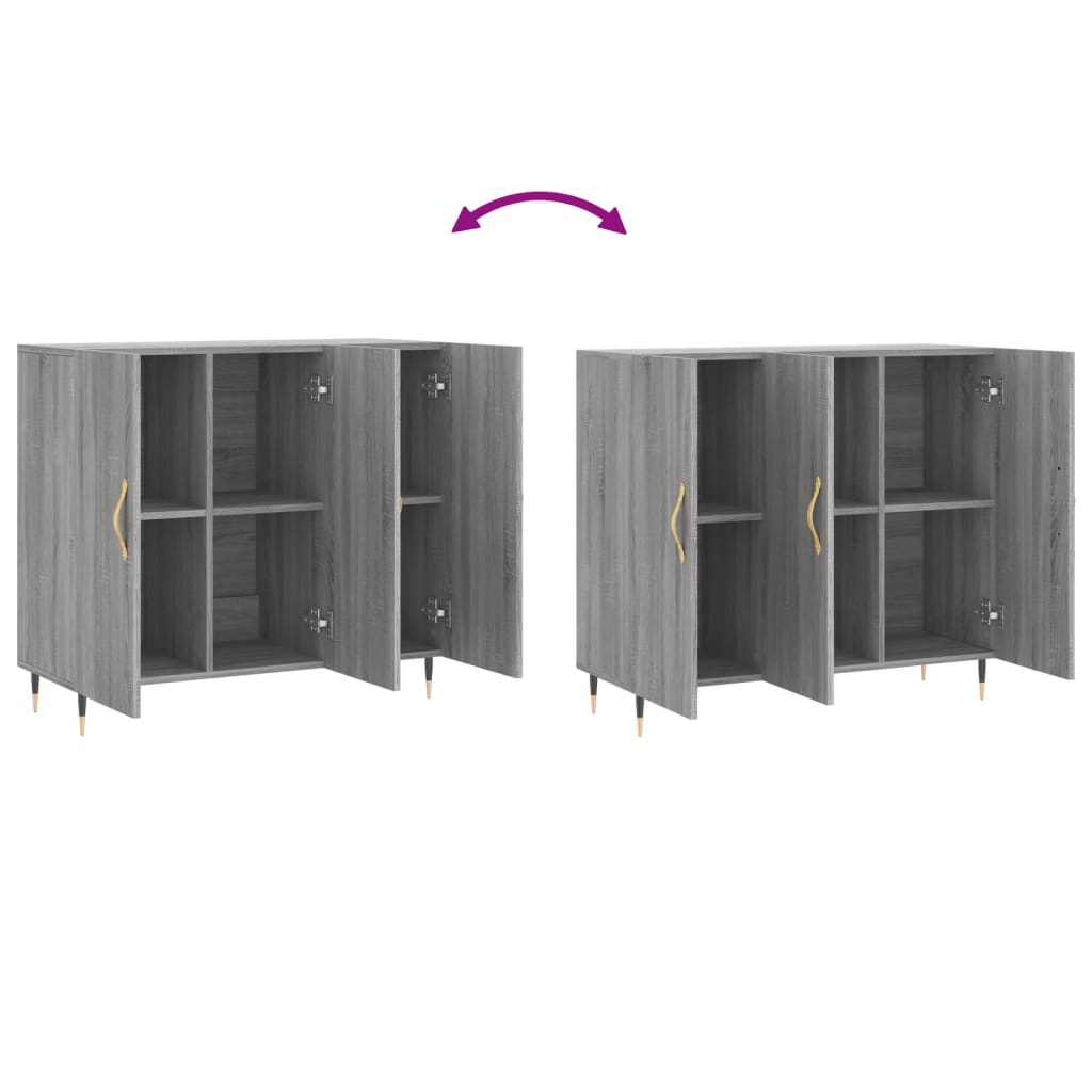 Dressoir 90X34X80 Cm Bewerkt Hout Grijs Sonoma Eikenkleurig