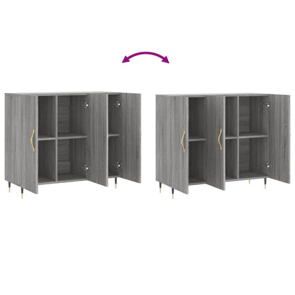 Dressoir 90X34X80 Cm Bewerkt Hout Grijs Sonoma Eikenkleurig