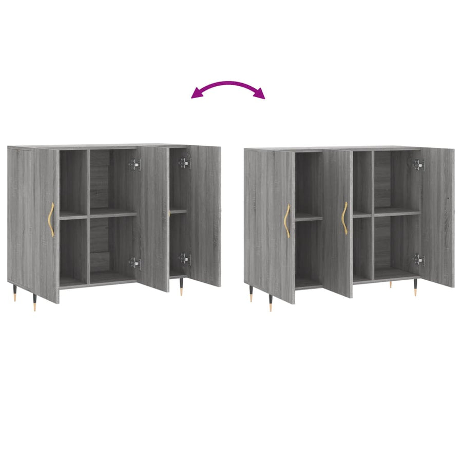 Dressoir 90X34X80 Cm Bewerkt Hout Grijs Sonoma Eikenkleurig