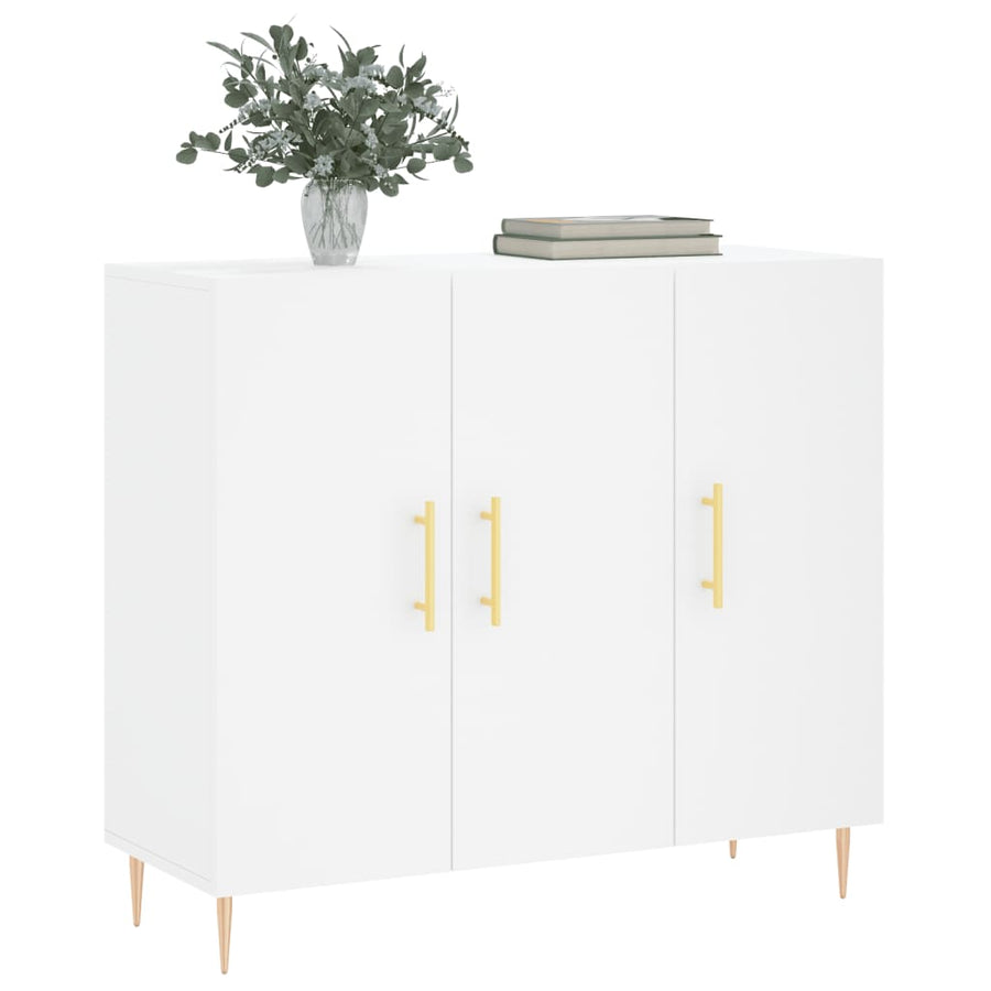 Dressoir 90X34X80 Cm Bewerkt Hout Wit