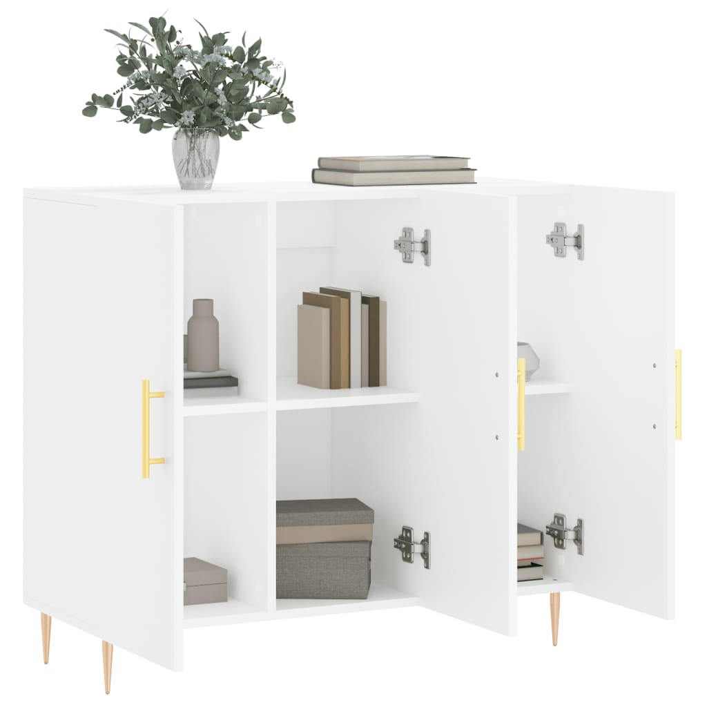 Dressoir 90X34X80 Cm Bewerkt Hout Wit